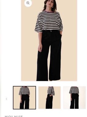 Wide Leg High-Rise Black Trousers - Women's